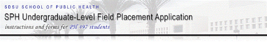 GSPH Undergraduate-Level Field Placement Application